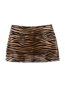 ZUT Tellier mini skirt with honey zebra print, lightweight fabric, fitted waist, and stylish design.