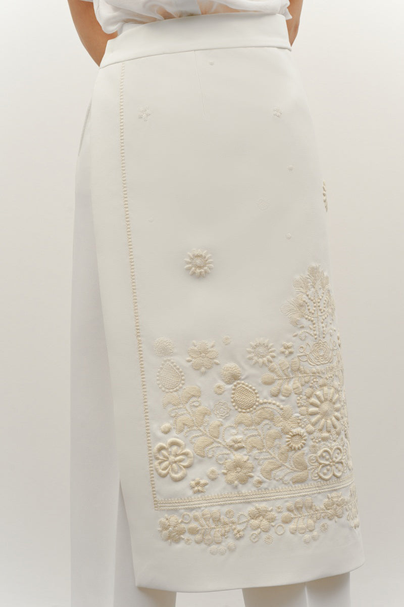 MILK EMBROIDERED PLAKHTA MIDI SKIRT - CULT MIA