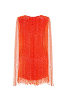 CEM Crystal Fringe Mini Dress featuring shimmering crystal embellishments and a stylish short silhouette.
