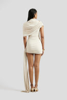 Deme By Gabriella ivory collette mini dress with fitted silhouette and short sleeves, stylish and perfect for warm weather.