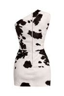 ZUT Matriarca mini dress in cowhide with stylish design, featuring a fitted silhouette and natural leather texture.