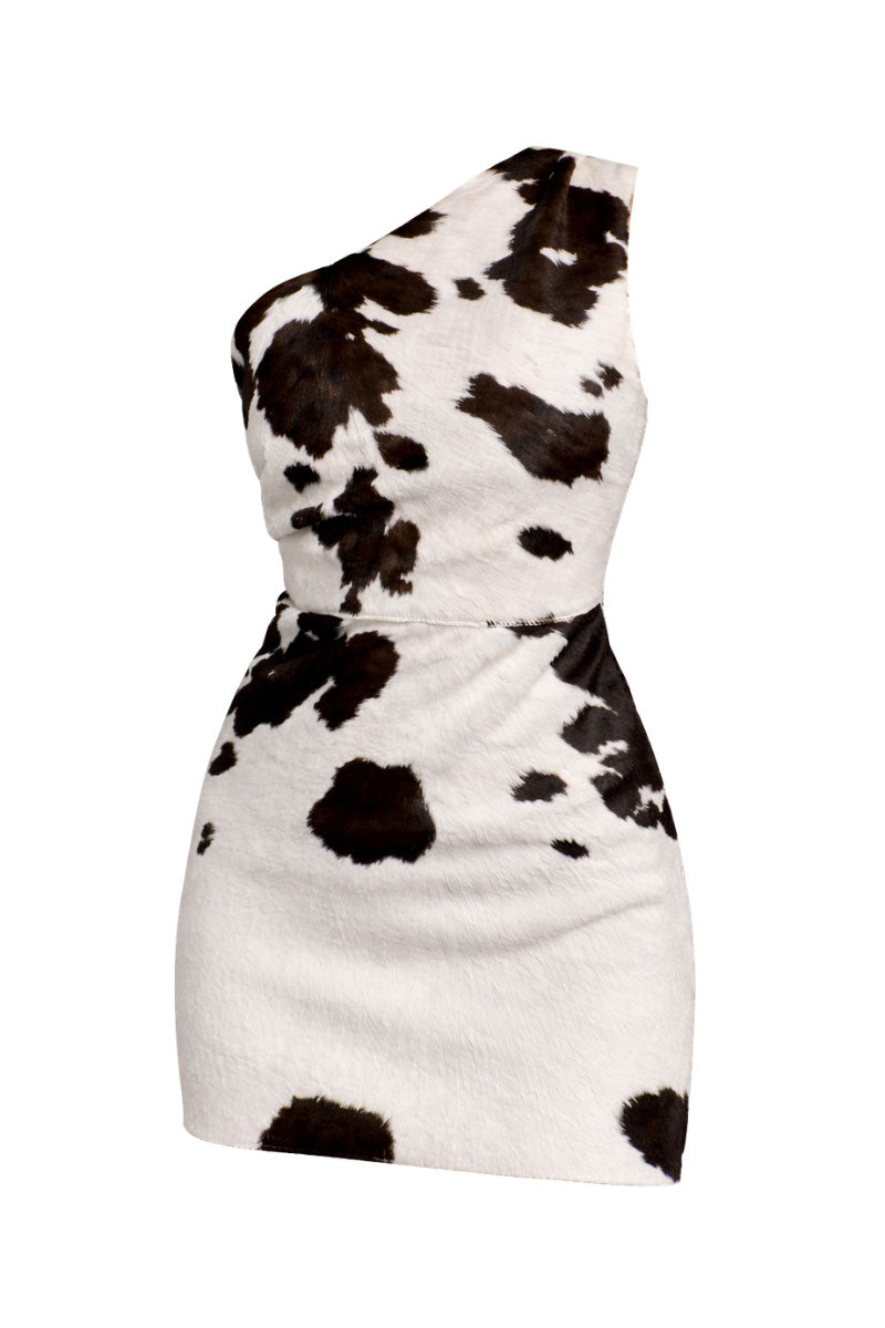 ZUT Matriarca mini dress in cowhide with a fitted silhouette and stylish design, perfect for casual or night-out wear.
