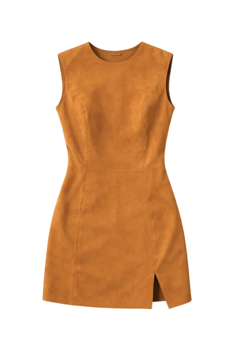 ZUT Colonial Mini Dress in Aperol color, featuring a stylish sleeveless design and trendy mini length, perfect for summer wear.