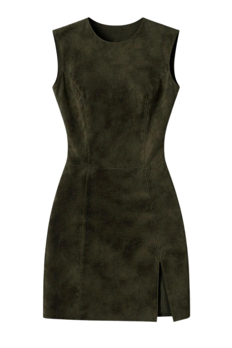 COLONIAL MINI DRESS IN OLIVE GREEN - CULT MIA