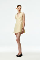 Cream cotton mini dress by Chictopia, featuring a relaxed fit, short sleeves, and a stylish, breathable design.