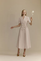 White Plan Dynasty midi dress featuring a flowy fabric and elegant design, perfect for stylish occasions.