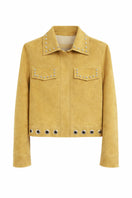 ZUT Calumet jacket in vibrant mango color, stylish outerwear with a lightweight design, shown on a model.