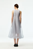 Chictopia smoke-colored organza midi dress with flowy fabric and elegant design, perfect for formal or special occasions.