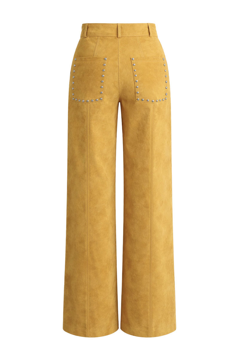 ZUT studded Sam pants in Mango color, featuring a stylish design with metal studs and a tailored fit.