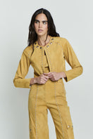 ZUT Darby jacket in mango color, stylish men's jacket with a modern fit, shown on a hanger.