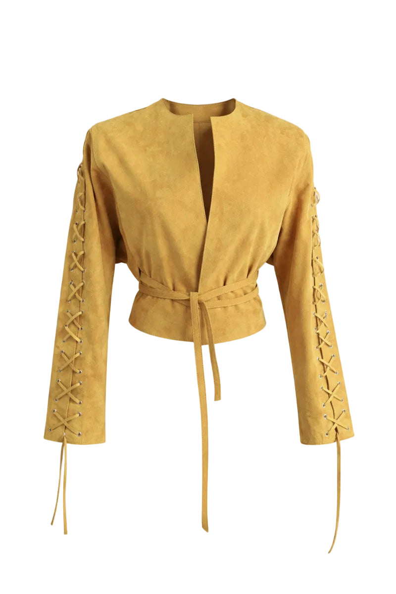 ZUT Jockey jacket in mango color, stylish men's jacket with a sleek design and zip front, shown on a model.
