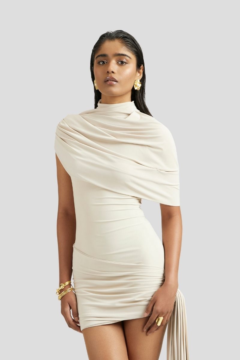 COLLETE MINI DRESS IN IVORY - CULT MIA