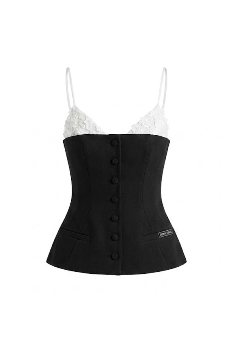 Beaded tube top by Keira Tong featuring intricate beadwork and a fitted sleeveless design, ideal for stylish summer outfits.