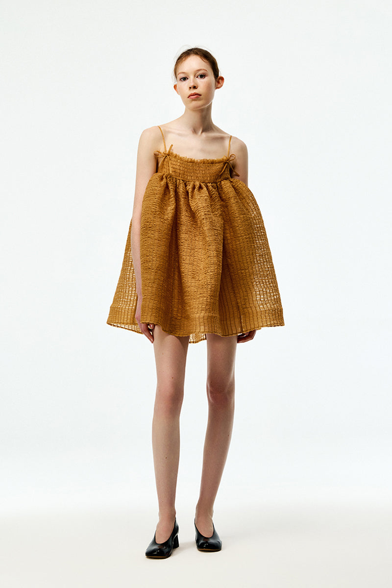 ROBE EN ORGANZA CARAMEL