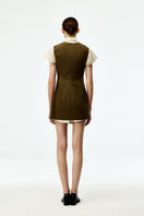 Khaki cotton mini dress by Chictopia featuring a relaxed fit, short sleeves, and a stylish, casual design.