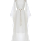 Ivory Serenity kaftan maxi dress by White Plan featuring flowing fabric and relaxed fit, perfect for casual or beach wear.