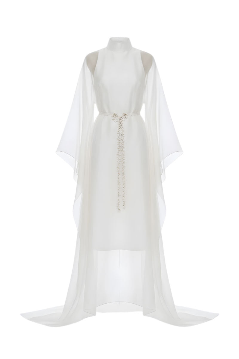 Ivory Serenity kaftan maxi dress by White Plan featuring flowing fabric and relaxed fit, perfect for casual or beach wear.