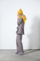 ColoReve Contess Blazer Petite Carre in brown checked fabric, tailored blazer for a sophisticated and stylish look.