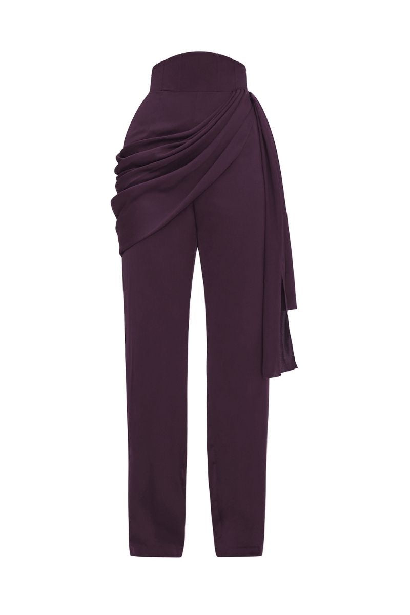 LOTI DRAP PANTS IN BERRY - CULT MIA