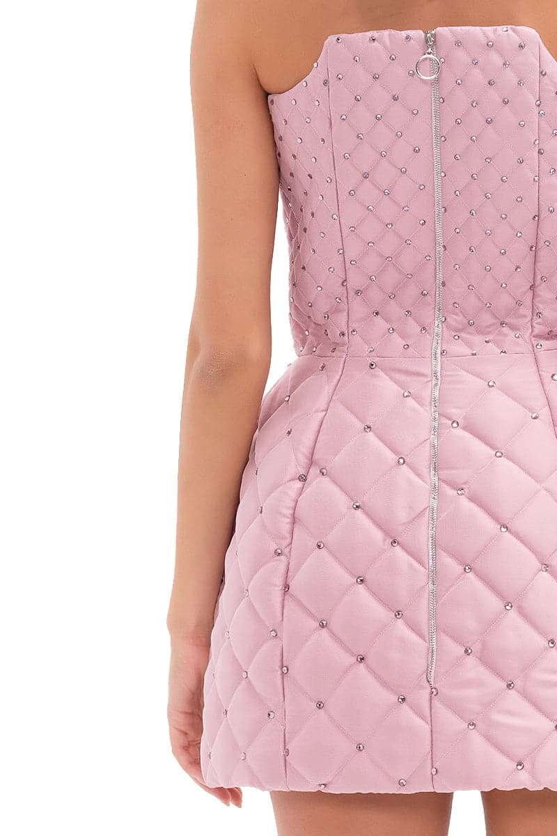 CULT MIA X COMPTE SPAIN QUILTED MINI DRESS IN PINK - CULT MIA