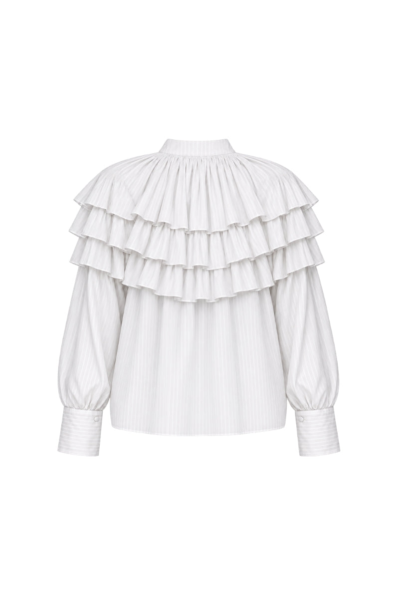 ANAIS COTTON RUFFLED SHIRT IN IVORY