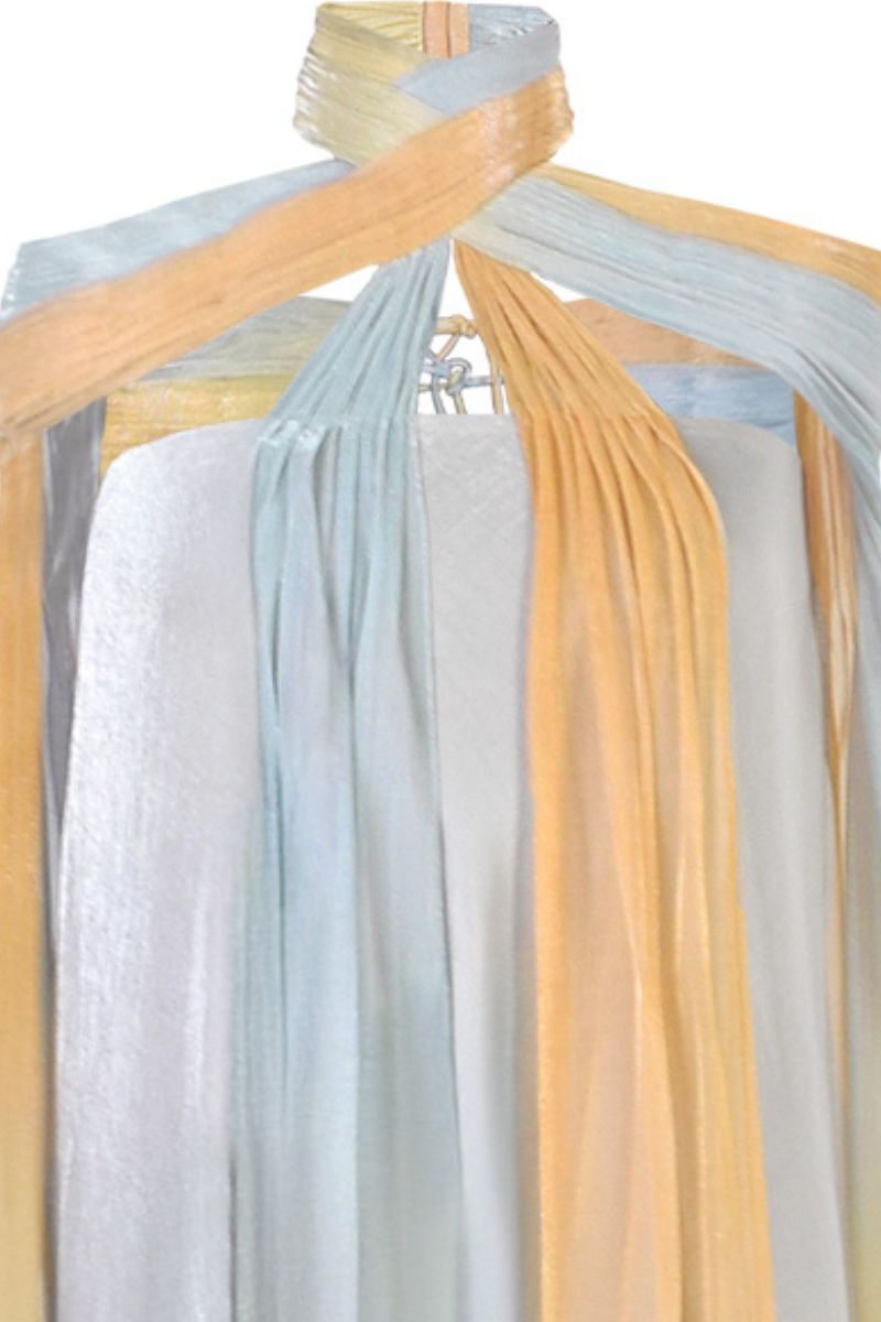 AKHL ombre draped halter maxi dress with flowing fabric and elegant design, perfect for summer or beach wear.