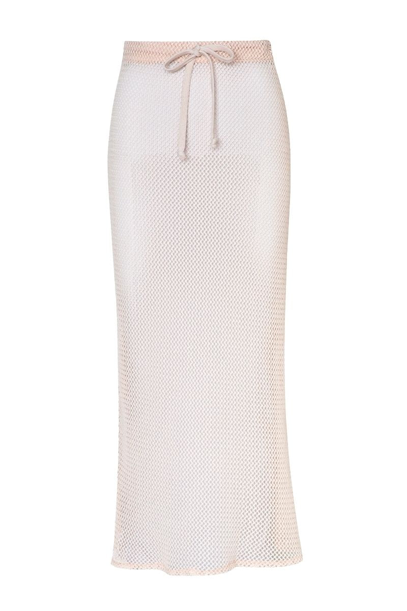 Verdelimon Amelie Sand Midi Skirt displayed flat with soft fabric and a flowy silhouette, perfect for casual or dressy occasions.