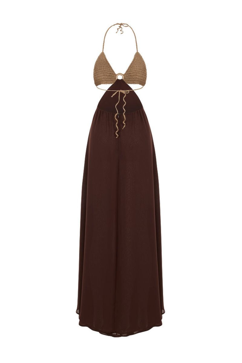 HAND-CROCHET MOTHER OF PEARL CHIFFON MAXI DRESS - CULT MIA