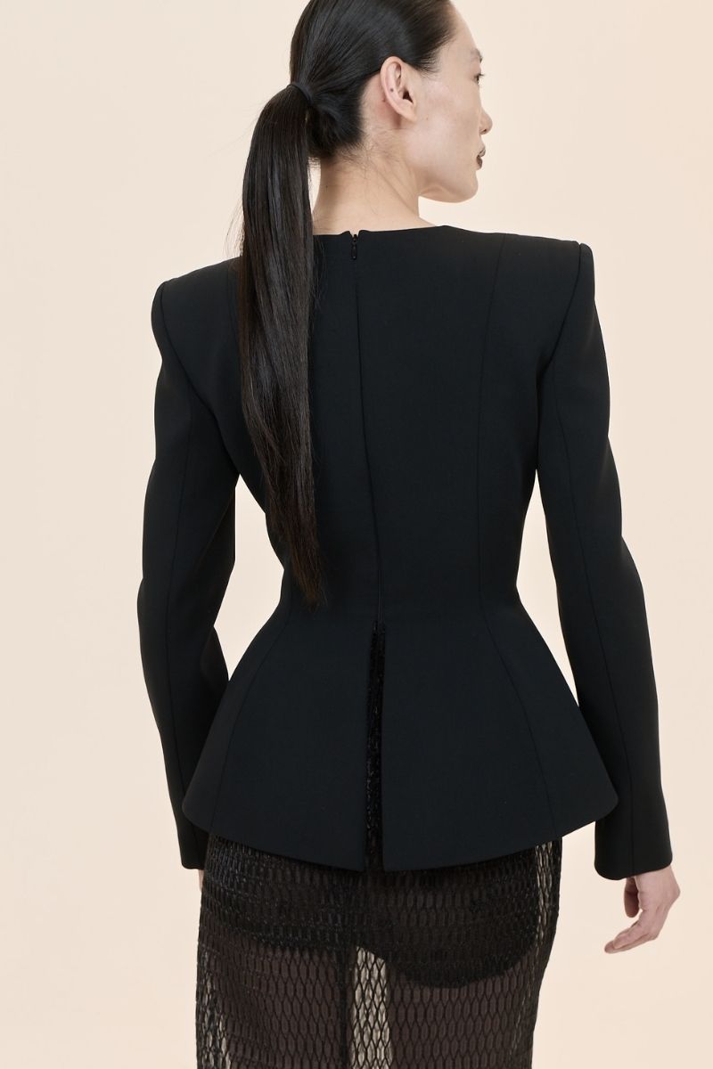 Nihan Peker BOBO long sleeve gown featuring a flowing design with elegant fabric and a comfortable fit, ideal for formal occasions.