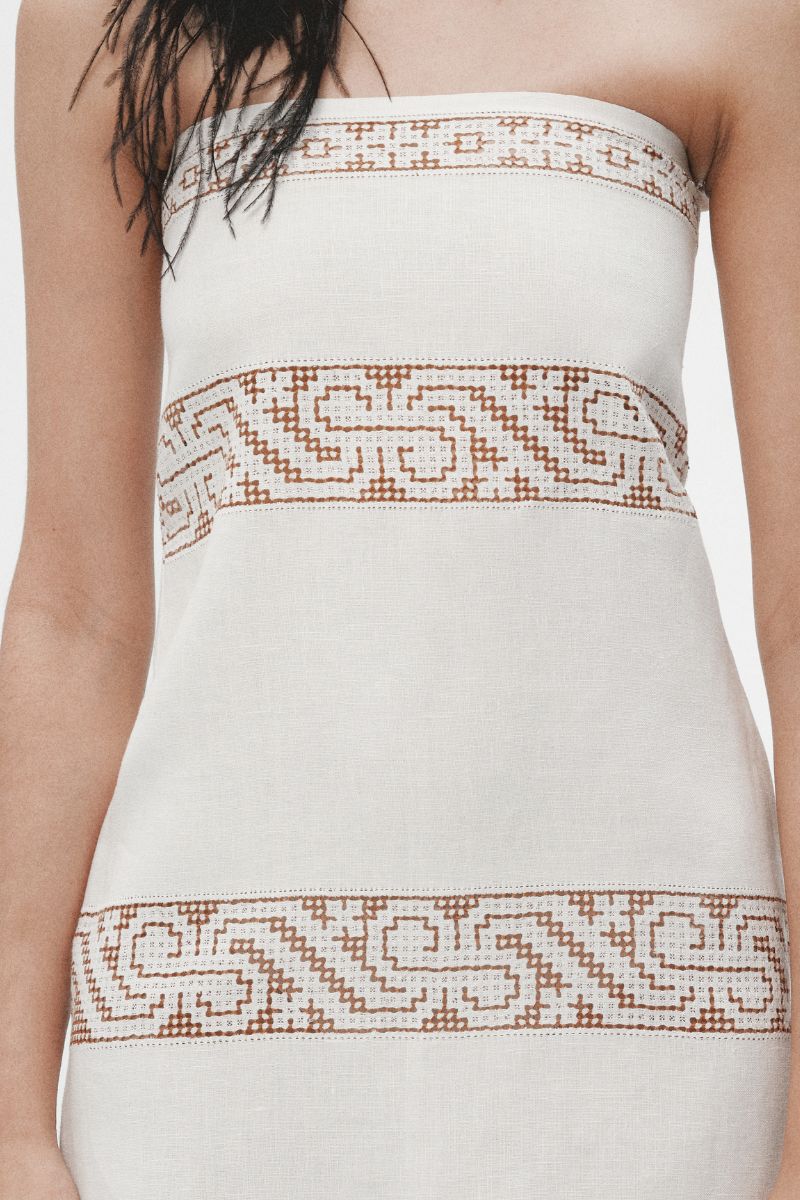 WHITE HANDMADE EMBROIDERD MINI DRESS - CULT MIA