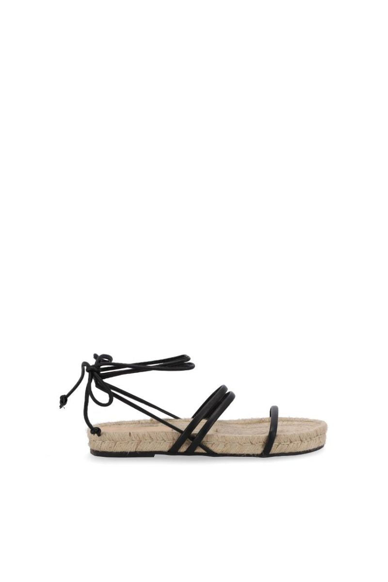 RAYNA BLACK LEATHER SANDALS - CULT MIA