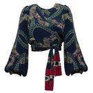 NiLuu Maia wrap top in Dion fabric, stylish women's tops with a fitted design and elegant wrap detail.