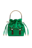Green Waiwai Rio BEL CETIM Aloha top handle bag with gold-tone hardware and woven texture, stylish for casual or chic outings.