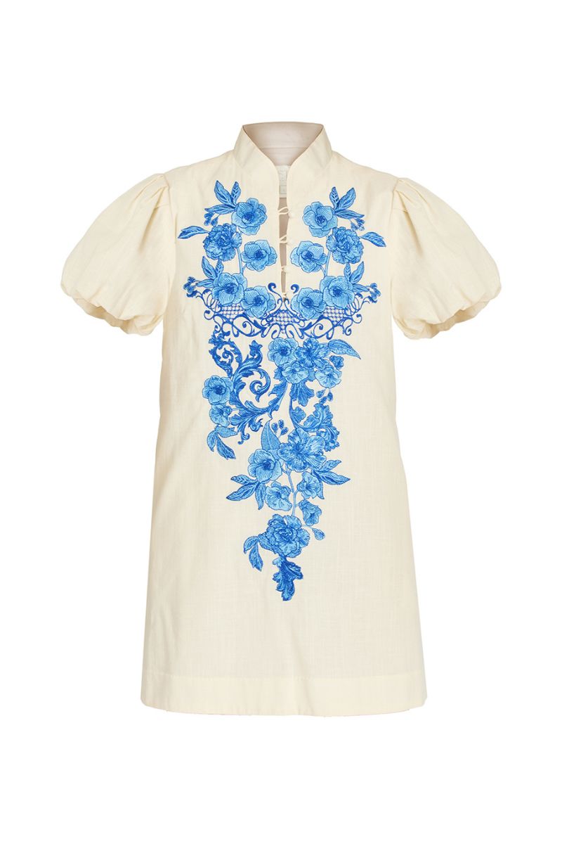 ELLIANA MINI DRESS IN IVORY ROYAL - CULT MIA