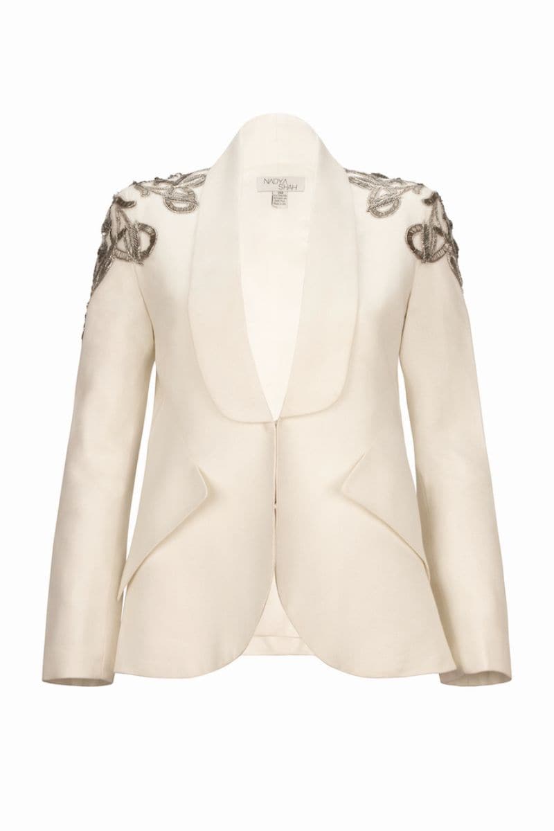 CARMEN CREAM EMBELLISHED BLAZER - CULT MIA