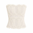White Aura corset top by Ellipse Lingerie featuring lace details and a fitted design on a mannequin.