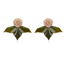 A pair of green DEW DOT earrings by Aidan & Ice, featuring round, glossy green earrings with a modern design.