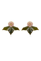 A pair of green DEW DOT earrings by Aidan & Ice, featuring round, glossy green earrings with a modern design.