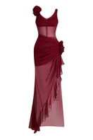 Le Thanh Hoa Flaming Muse gown featuring vibrant fiery colors and elegant flowing fabric, perfect for formal occasions.