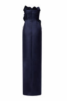 Dark navy Sirena Water Silk Taffeta gown by 21Six, featuring elegant flowing fabric and a sophisticated silhouette.