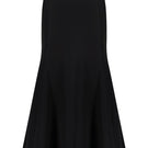 Black crepe mermaid maxi skirt by Lili Blanc featuring a fitted silhouette and elegant flowing design.