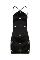 Black ZULEMA mini dress by LEDIEL, featuring a fitted silhouette and stylish design, displayed on a mannequin.