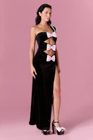 Nur Karaata Midnight Muse gown featuring elegant dark fabric and intricate design, perfect for formal occasions.