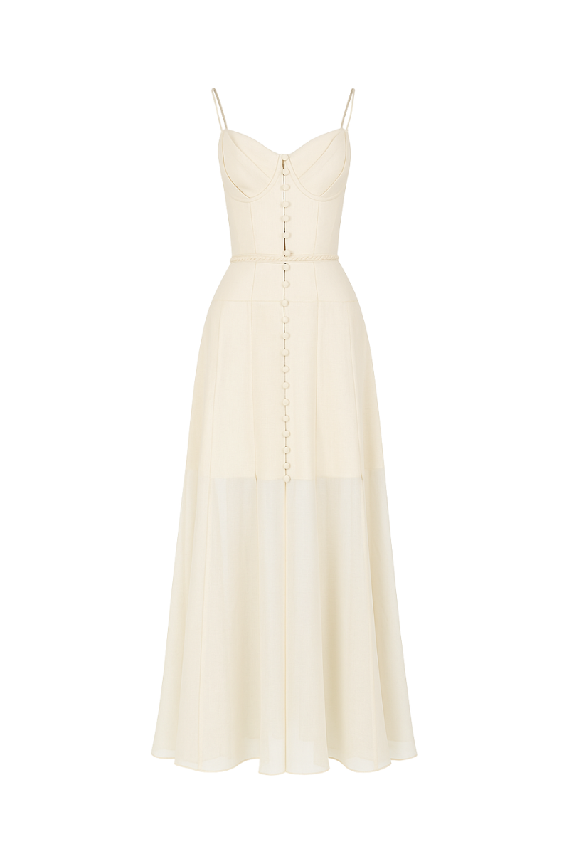 SOFT FLOW ORGANZA MAXI DRESS IN IVORY