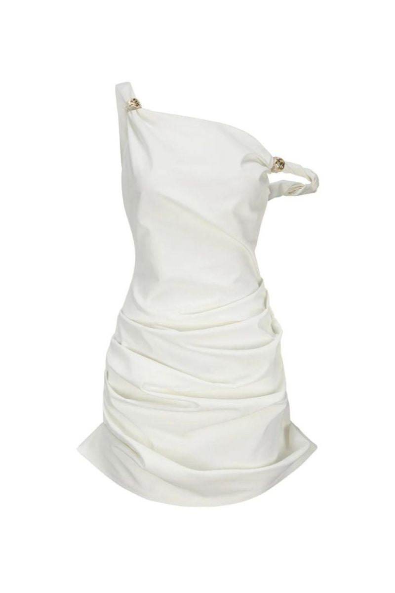 ANDREA WHITE ASYMMETRIC MINI DRESS - CULT MIA