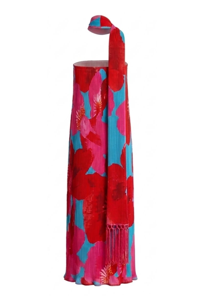 Sisters Ruby maxi dress in blush coral with flowing fabric and sleeveless design, perfect for summer occasions.