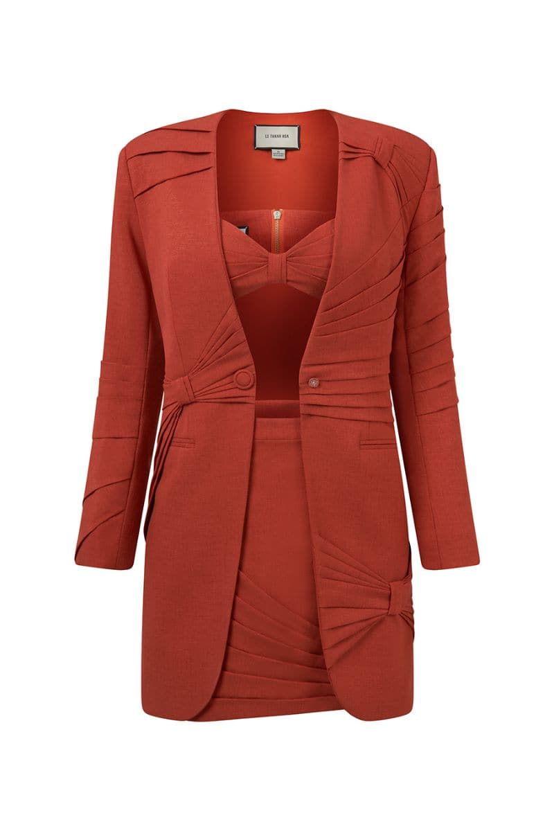 SARAH DARK ORANGE SUIT SET - CULT MIA