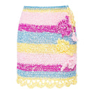 Handmade Bird of Paradise mini crochet skirt by Andreeva featuring intricate floral patterns and lightweight, breathable fabric.