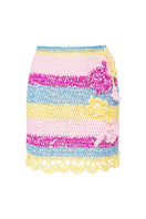 Handmade Bird of Paradise mini crochet skirt by Andreeva featuring intricate floral patterns and lightweight, breathable fabric.