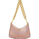 Silvia Gnecchi AMATA pink chain shoulder bag with sleek design and adjustable strap, featuring a stylish chain detail on the shoulder strap.